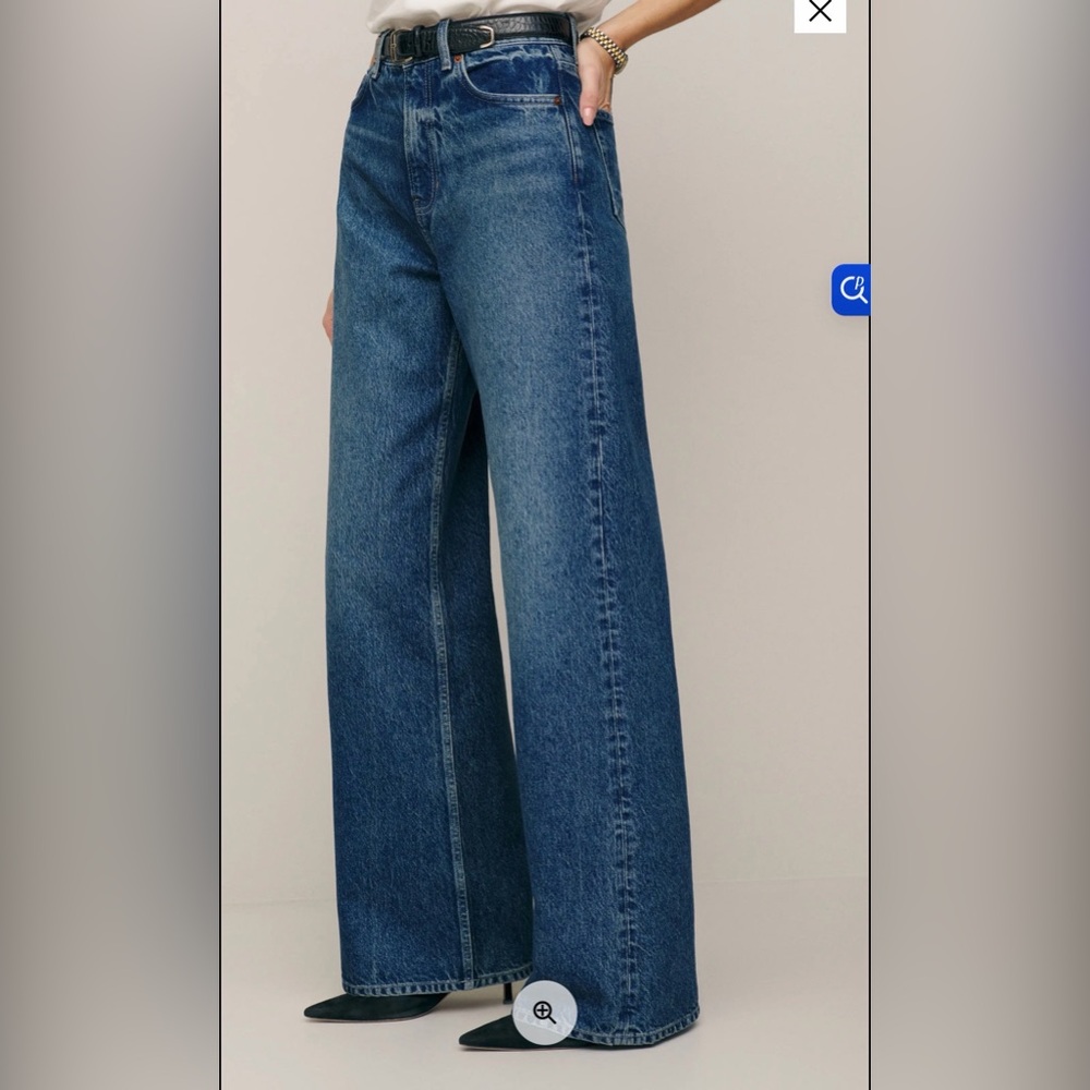 Reformation Cary High Rise Slouchy Wide Leg Jeans Blue - Size 28